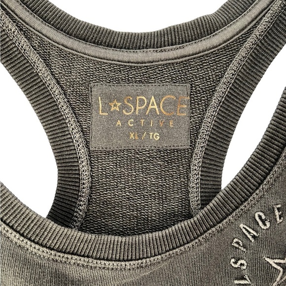 NWOT L Space Out Bound Active Top Gray Ribbed Racerback Tank XL Bra - Picture 3 of 4